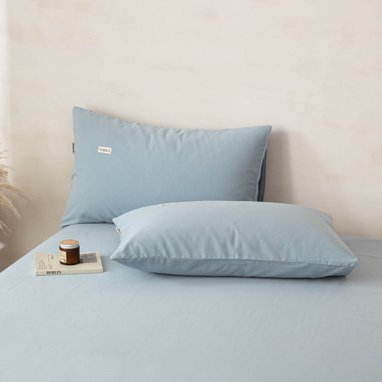 91家纺网 家纺一手货源 找家纺 眠博士 2026新款A类纯色全棉磨毛四件套-陶瓷 套件-陶瓷浅蓝