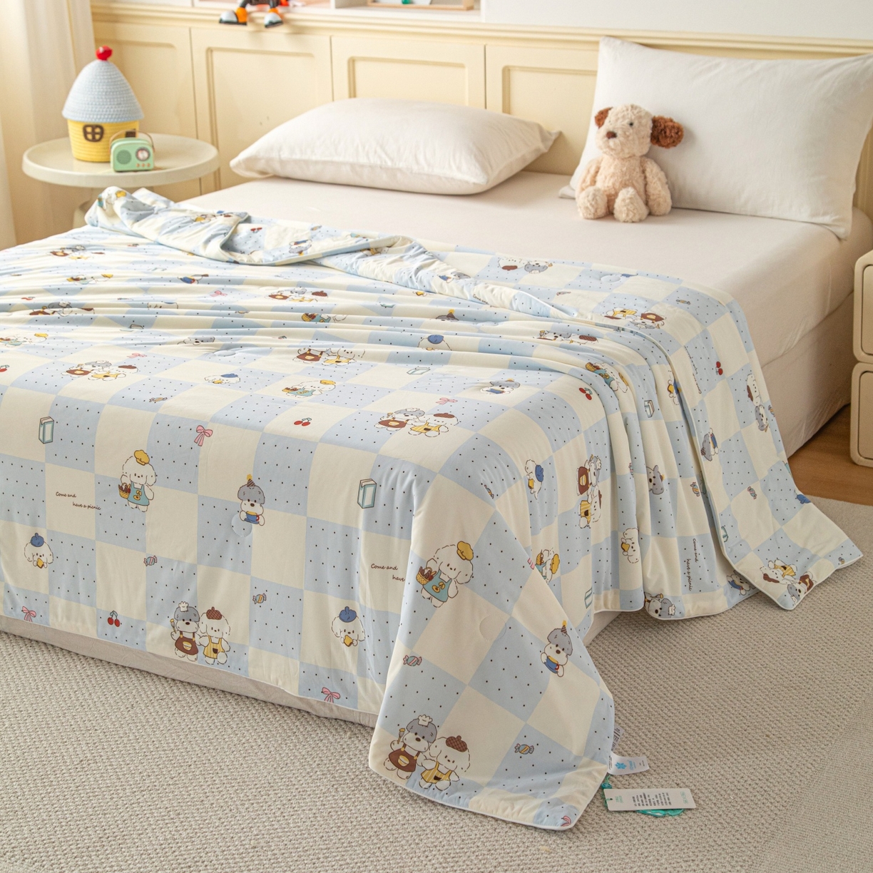 91家纺网 家纺一手货源 找家纺 （总）亿莱鑫 2026春夏新款数码印花仿锦氨夏被夏凉被空调被