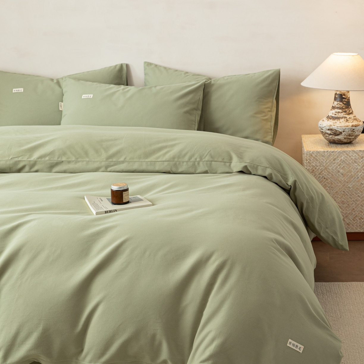 91家纺网 家纺一手货源 找家纺 （总）眠博士 2026新款A类纯色全棉磨毛四件套-陶瓷