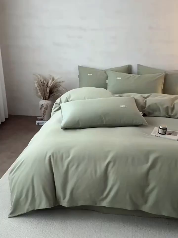 91家纺网 家纺一手货源 找家纺 （总）眠博士 2026新款A类纯色全棉磨毛四件套-陶瓷