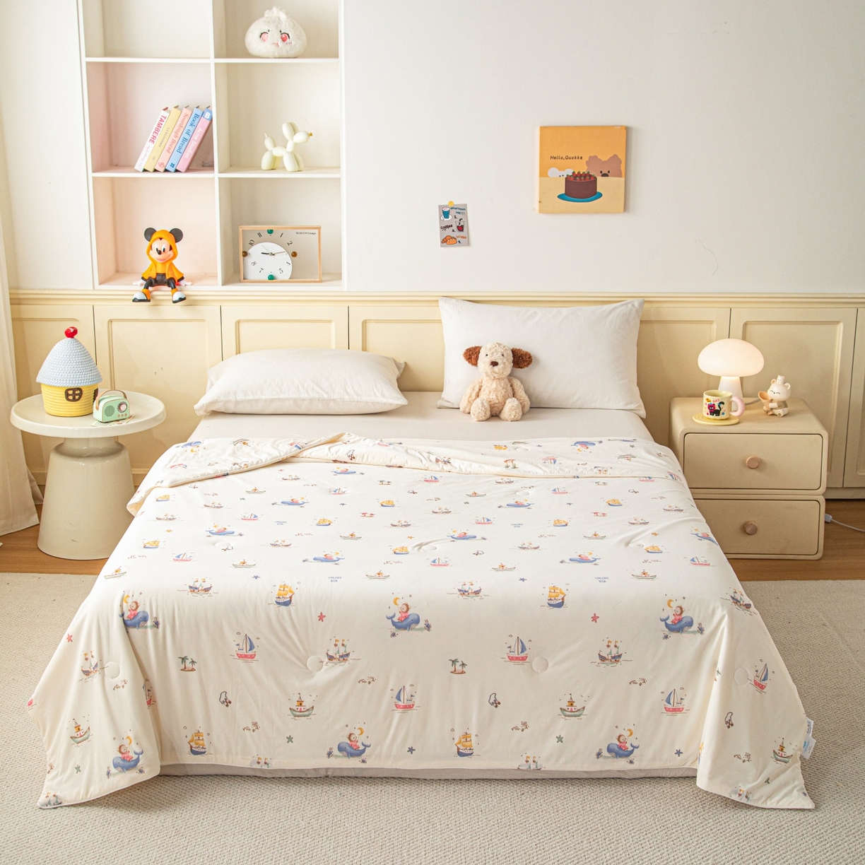 91家纺网 家纺一手货源 找家纺 亿莱鑫 2026春夏新款数码印花仿锦氨夏被夏凉被空调被 鲸帆童梦