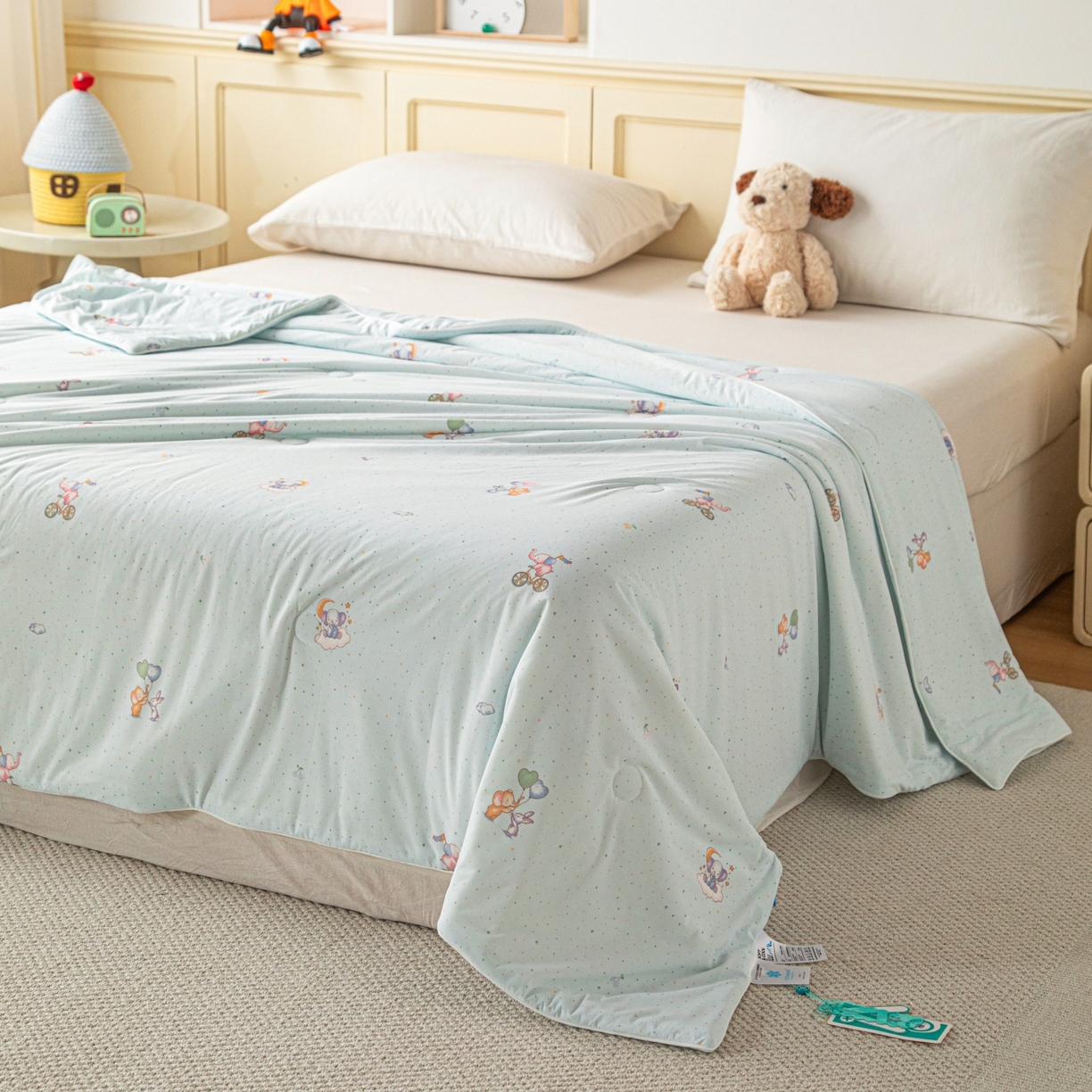 亿莱鑫 2026春夏新款数码印花仿锦氨夏被夏凉被空调被 小飞象