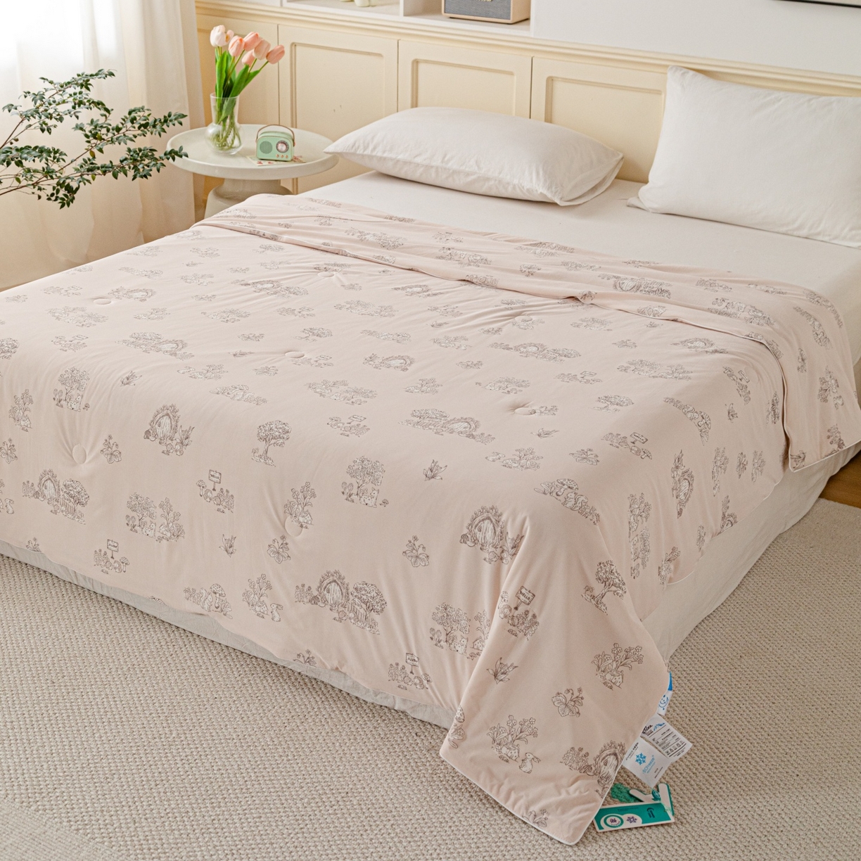 亿莱鑫 2026春夏新款数码印花仿锦氨夏被夏凉被空调被 动物家园