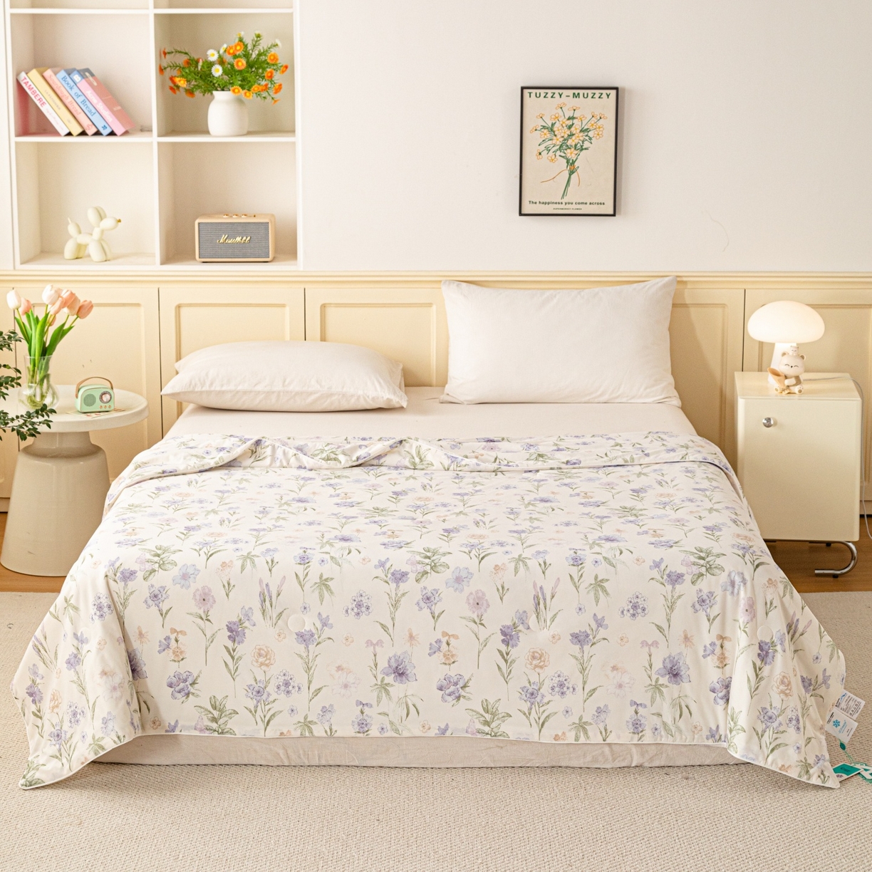 91家纺网 家纺一手货源 找家纺 亿莱鑫 2026春夏新款数码印花仿锦氨夏被夏凉被空调被 花漾漫语