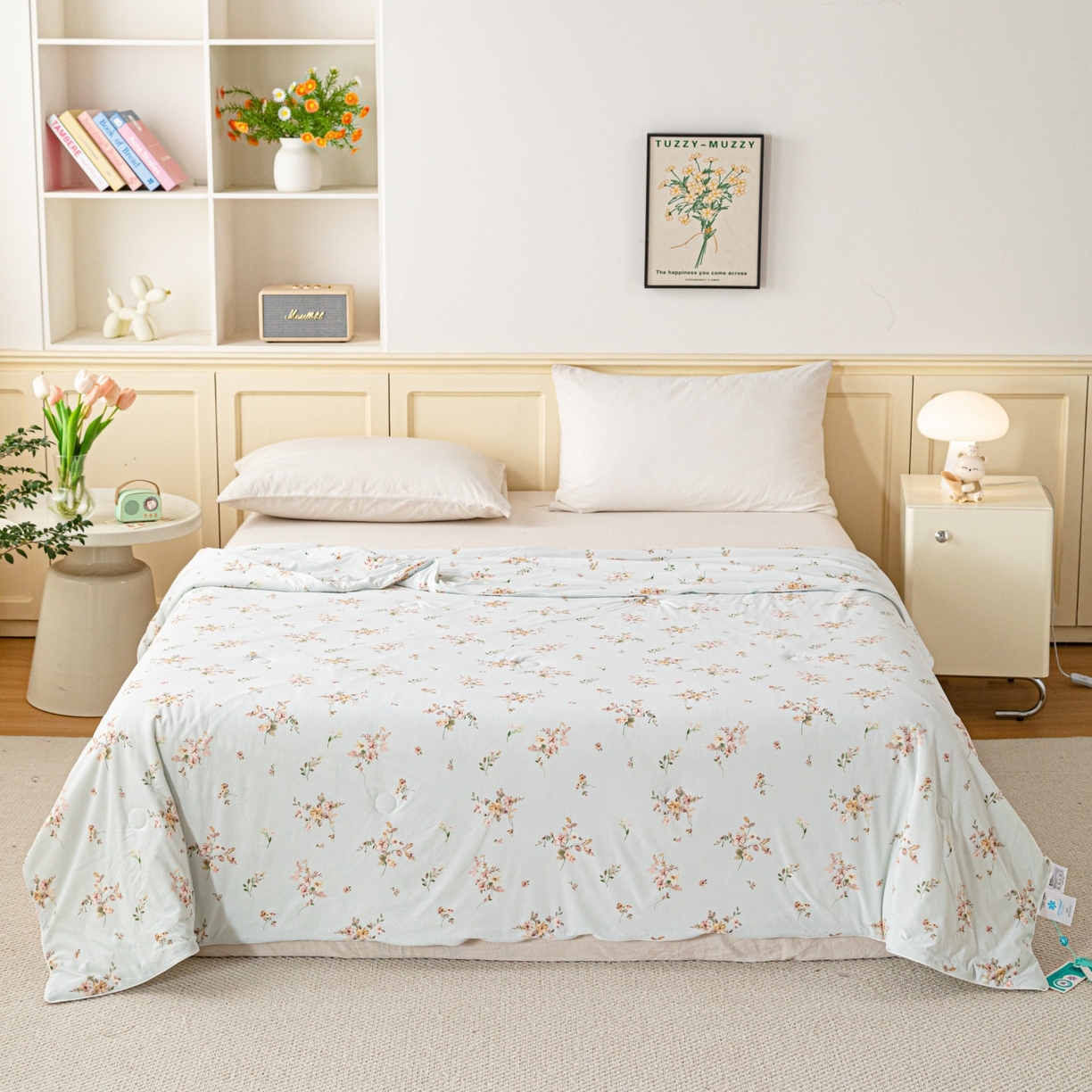 91家纺网 家纺一手货源 找家纺 亿莱鑫 2026春夏新款数码印花仿锦氨夏被夏凉被空调被 素影繁花