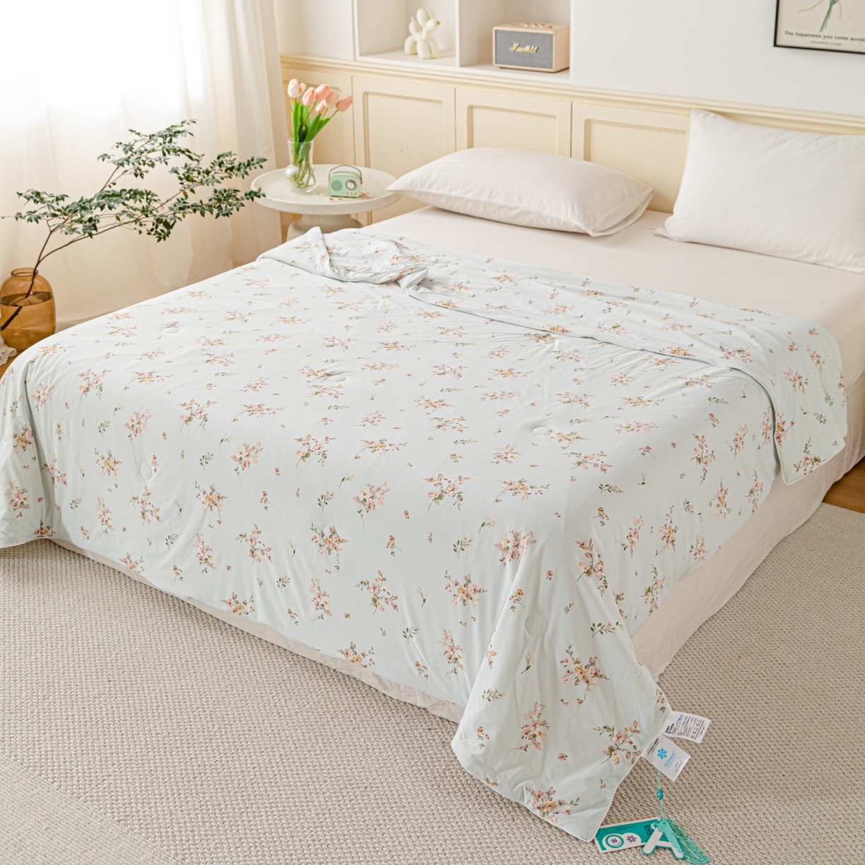 亿莱鑫 2026春夏新款数码印花仿锦氨夏被夏凉被空调被 素影繁花
