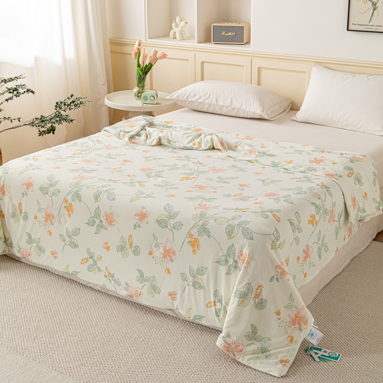 亿莱鑫 2026春夏新款数码印花仿锦氨夏被夏凉被空调被 栀香满庭