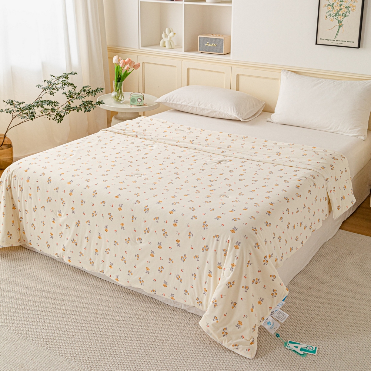 亿莱鑫 2026春夏新款数码印花仿锦氨夏被夏凉被空调被 花叙果香