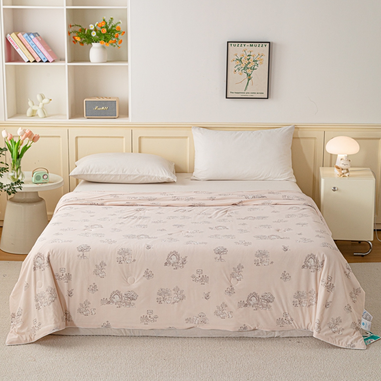 91家纺网 家纺一手货源 找家纺 亿莱鑫 2026春夏新款数码印花仿锦氨夏被夏凉被空调被 动物家园