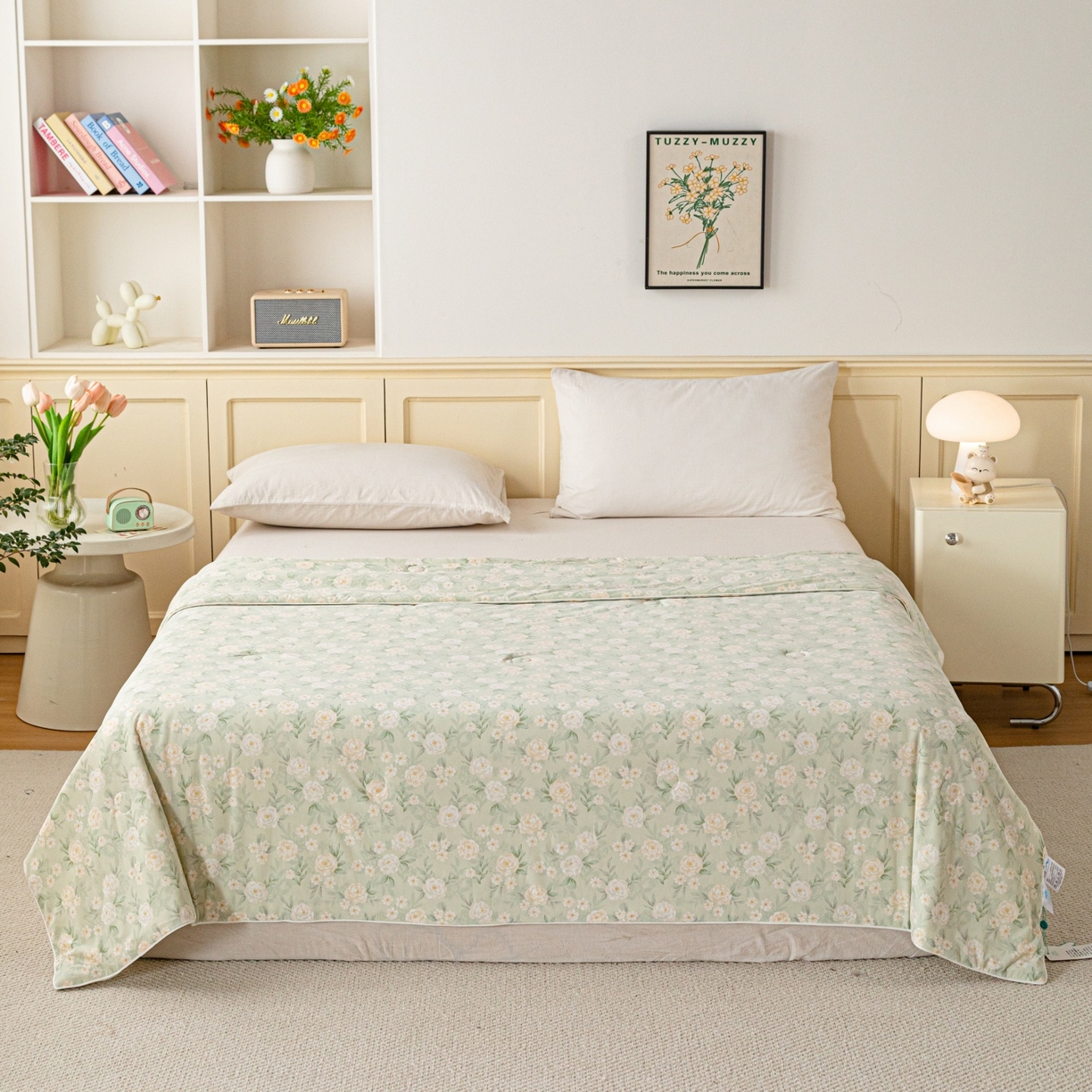 91家纺网 家纺一手货源 找家纺 亿莱鑫 2026春夏新款数码印花仿锦氨夏被夏凉被空调被 清露花痕