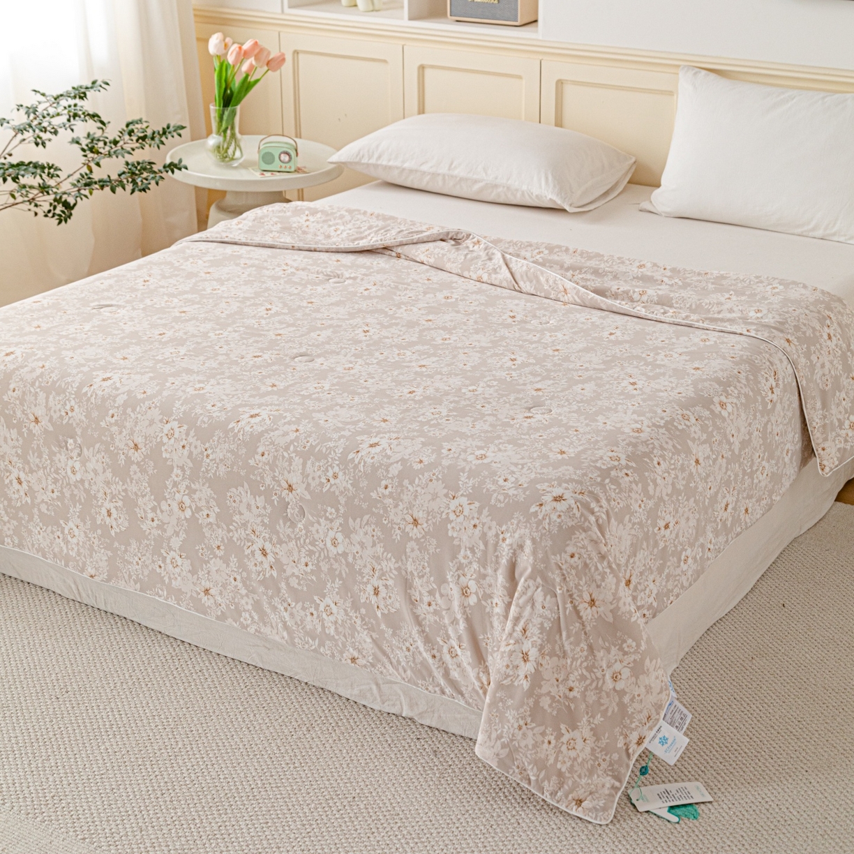 亿莱鑫 2026春夏新款数码印花仿锦氨夏被夏凉被空调被 星落繁花