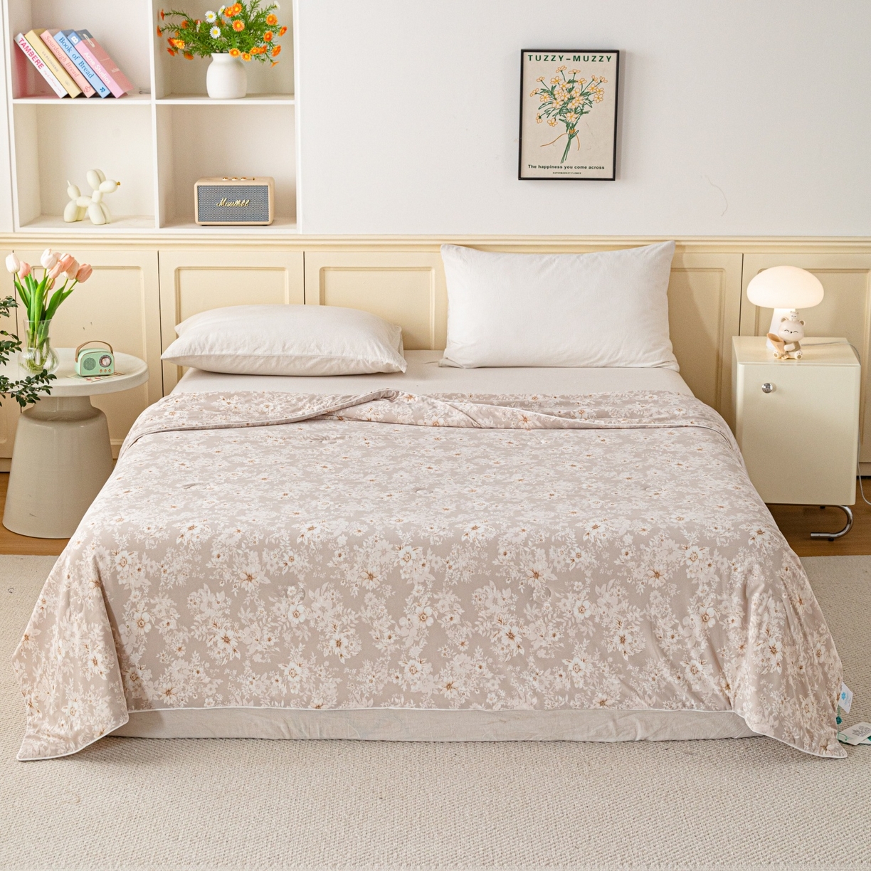 91家纺网 家纺一手货源 找家纺 亿莱鑫 2026春夏新款数码印花仿锦氨夏被夏凉被空调被 星落繁花