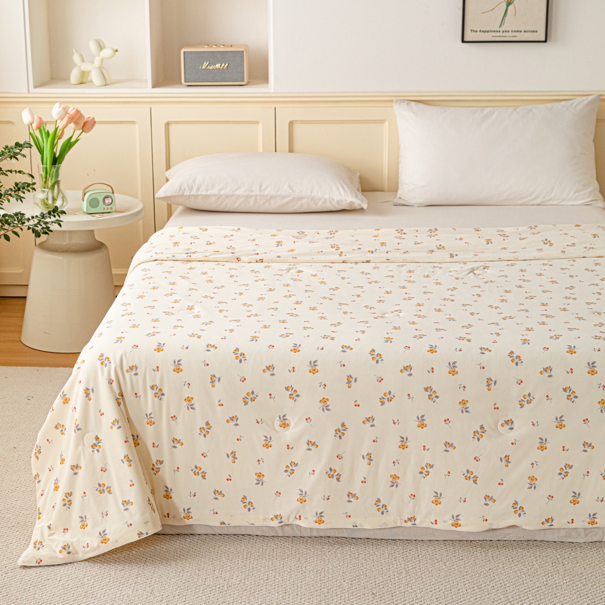 91家纺网 家纺一手货源 找家纺 亿莱鑫 2026春夏新款数码印花仿锦氨夏被夏凉被空调被 花叙果香