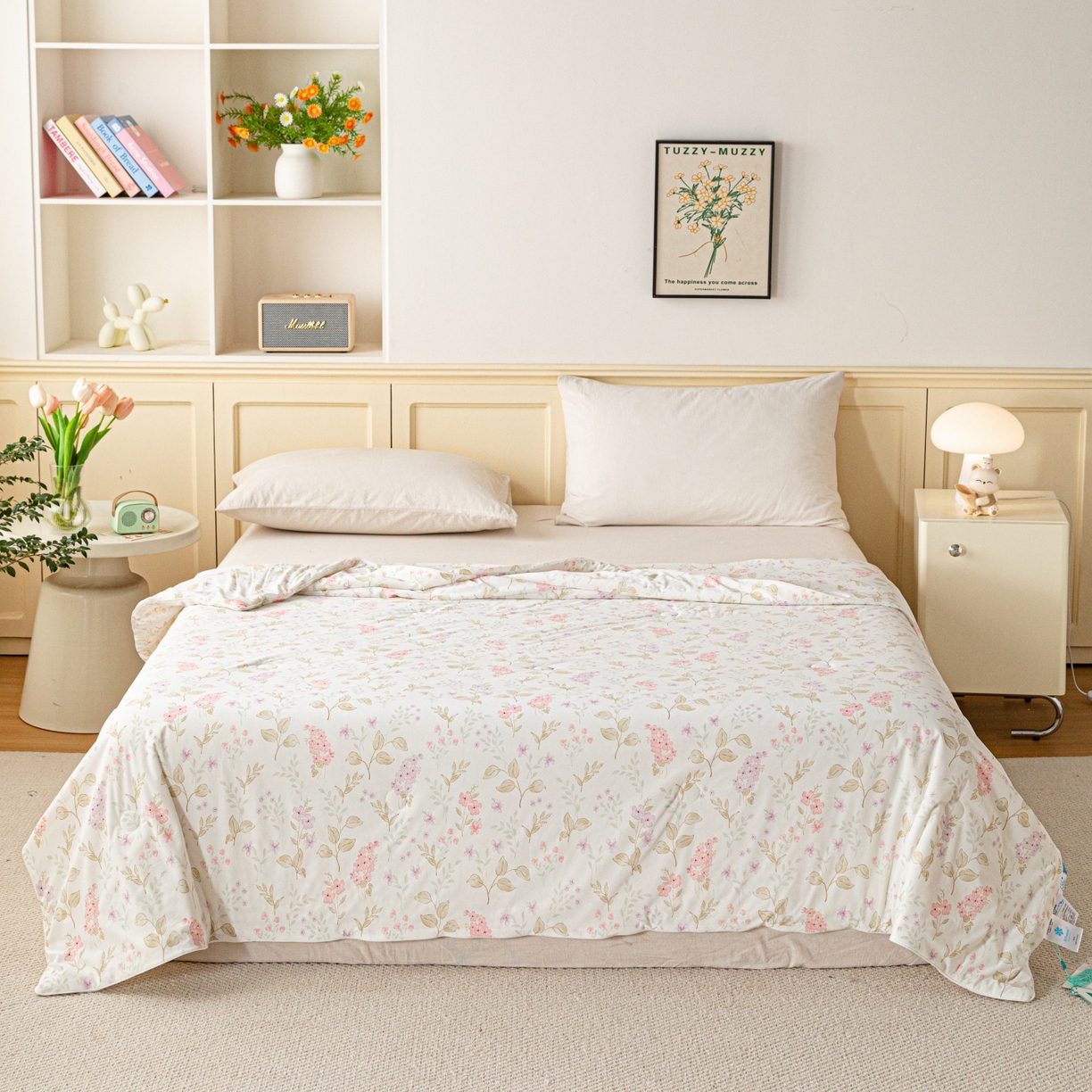 91家纺网 家纺一手货源 找家纺 亿莱鑫 2026春夏新款数码印花仿锦氨夏被夏凉被空调被 春棠初绽