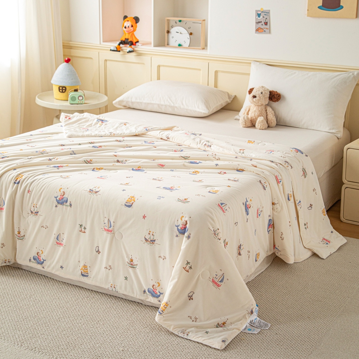 亿莱鑫 2026春夏新款数码印花仿锦氨夏被夏凉被空调被 鲸帆童梦