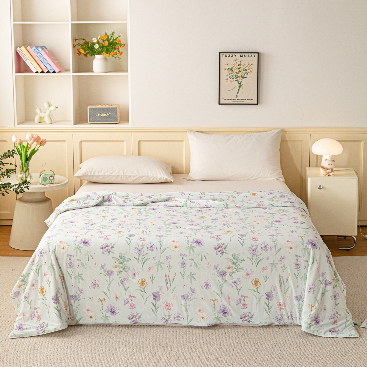 91家纺网 家纺一手货源 找家纺 亿莱鑫 2026春夏新款数码印花仿锦氨夏被夏凉被空调被 绿野芳踪