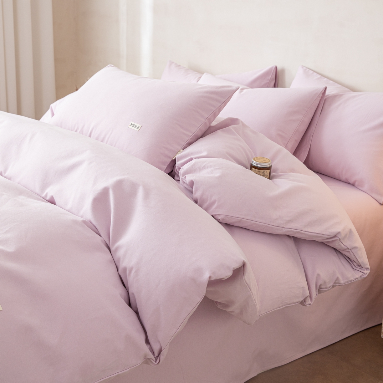 眠博士 2026新款A类纯色全棉磨毛四件套-陶瓷 套件-陶瓷紫