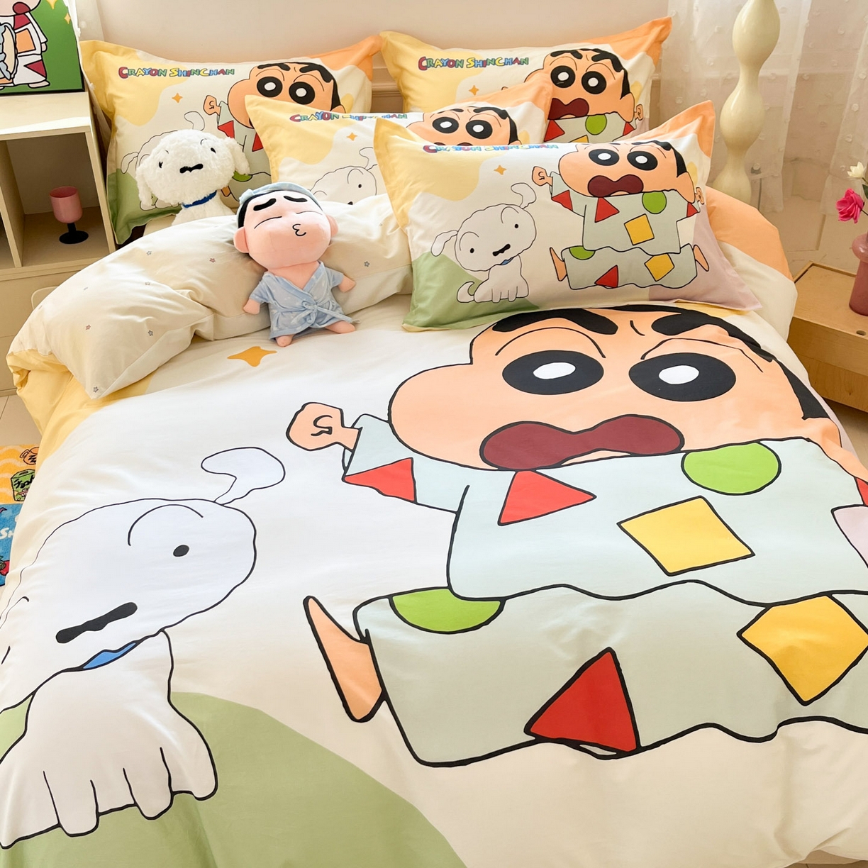 91家纺网 家纺一手货源 找家纺 （总）博雅 2026新款蜡笔小新正版授权全棉纯棉大版枕套单品枕套枕套单件