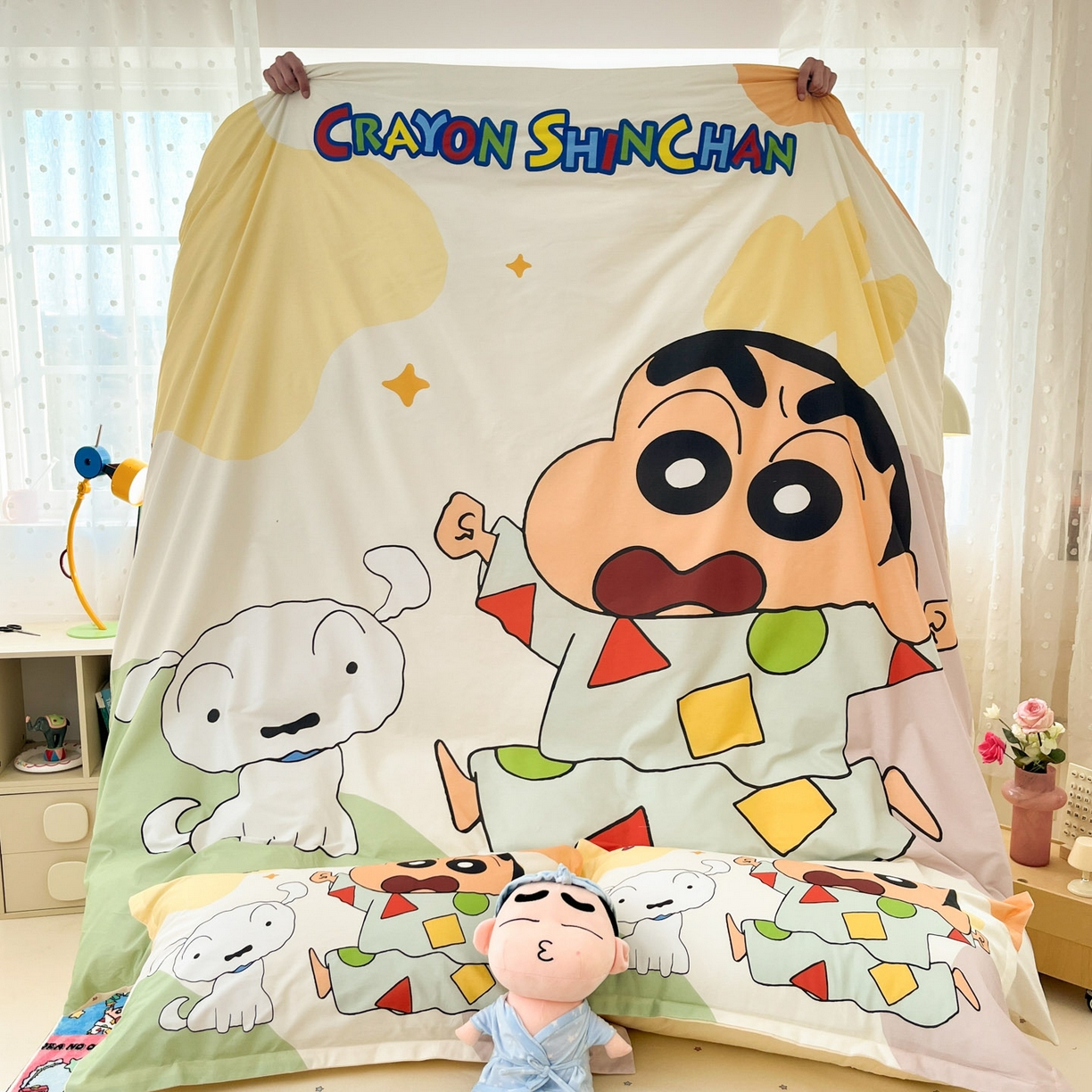 91家纺网 家纺一手货源 找家纺 （总）博雅 2026新款蜡笔小新正版授权全棉纯棉大版枕套单品枕套枕套单件