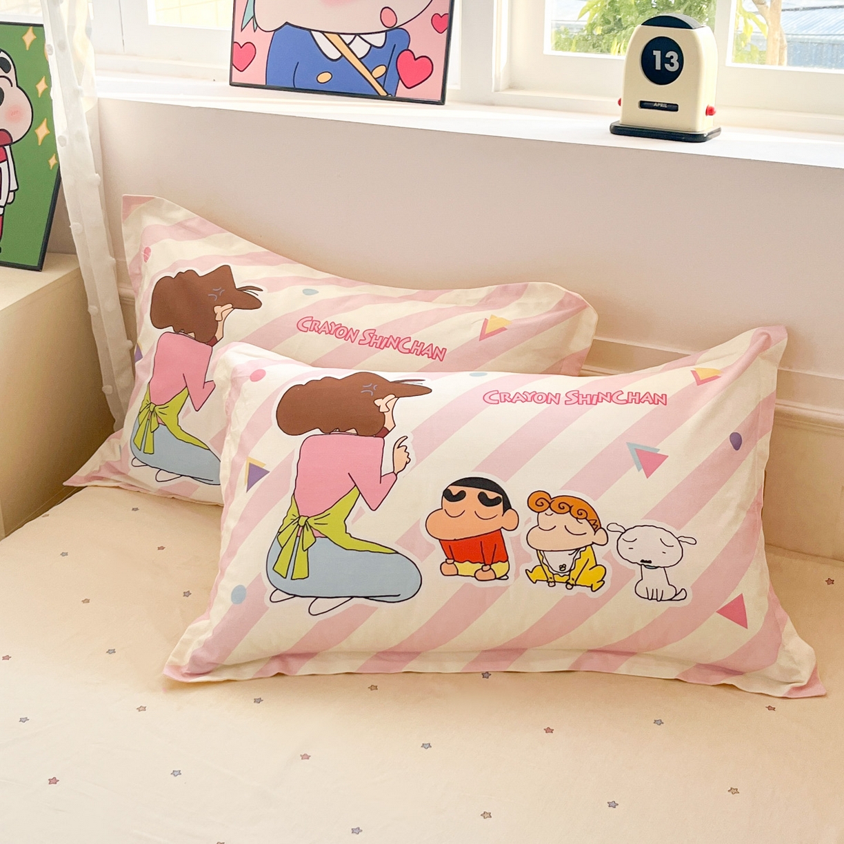 91家纺网 家纺一手货源 找家纺 （总）博雅 2026新款蜡笔小新正版授权全棉纯棉大版枕套单品枕套枕套单件