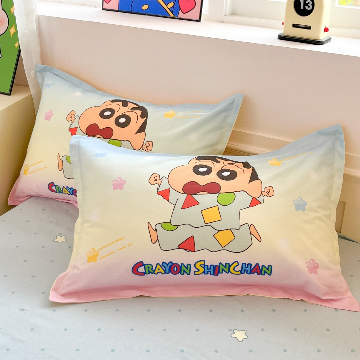 91家纺网 家纺一手货源 找家纺 （总）博雅 2026新款蜡笔小新正版授权全棉纯棉大版枕套单品枕套枕套单件