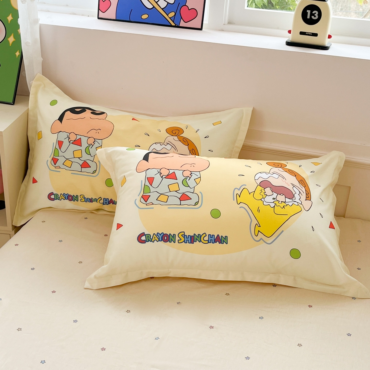 91家纺网 家纺一手货源 找家纺 （总）博雅 2026新款蜡笔小新正版授权全棉纯棉大版枕套单品枕套枕套单件