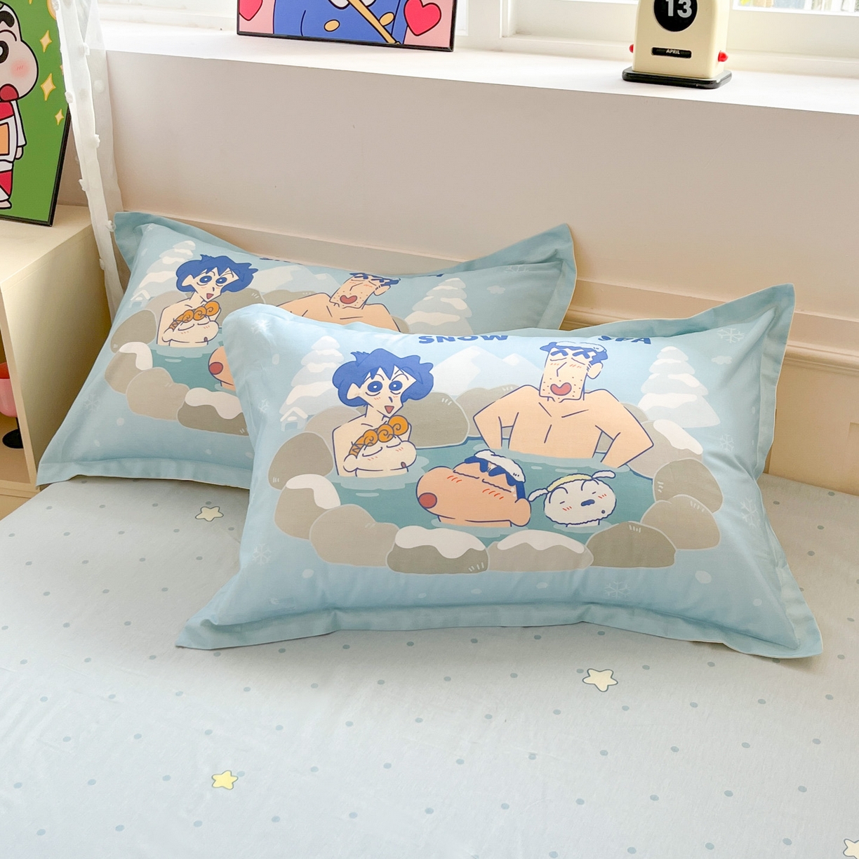 91家纺网 家纺一手货源 找家纺 （总）博雅 2026新款蜡笔小新正版授权全棉纯棉大版枕套单品枕套枕套单件