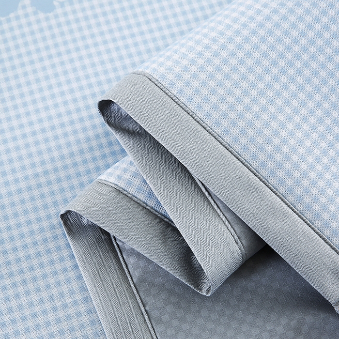 91家纺网 家纺一手货源 找家纺 小牛席业 2026新款熊猫格纹提花冰丝夏凉枕套 蓝色