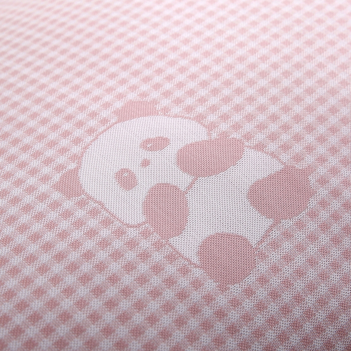91家纺网 家纺一手货源 找家纺 小牛席业 2026新款熊猫格纹提花冰丝夏凉枕套 粉色