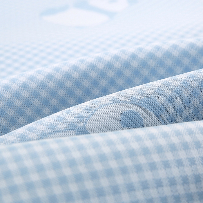 91家纺网 家纺一手货源 找家纺 小牛席业 2026新款熊猫格纹提花冰丝夏凉枕套 蓝色