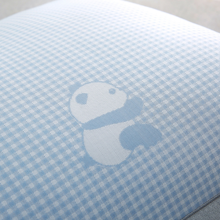 91家纺网 家纺一手货源 找家纺 小牛席业 2026新款熊猫格纹提花冰丝夏凉枕套 蓝色