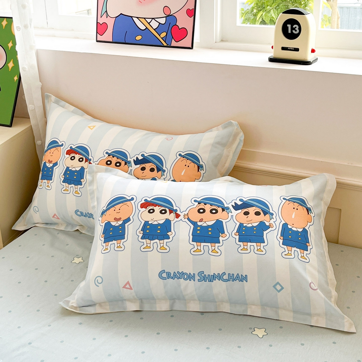 博雅 2026新款蜡笔小新正版授权全棉纯棉大版枕套单品枕套枕套单件 大版-春日部校服小新