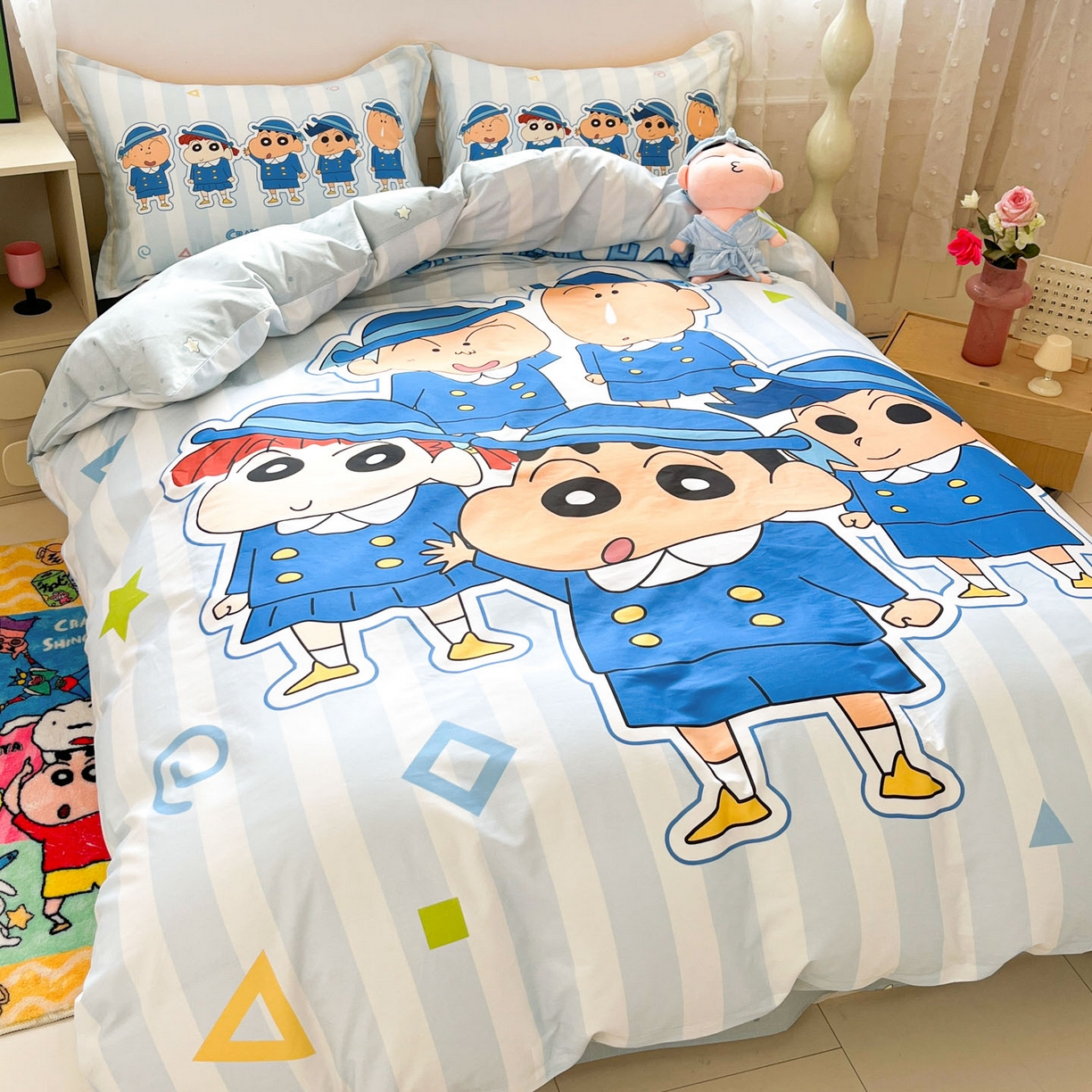 91家纺网 家纺一手货源 找家纺 博雅 2026新款蜡笔小新正版授权全棉纯棉大版枕套单品枕套枕套单件 大版-春日部校服小新