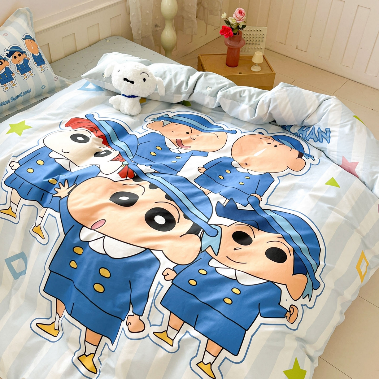 91家纺网 家纺一手货源 找家纺 博雅 2026新款蜡笔小新正版授权全棉纯棉大版枕套单品枕套枕套单件 大版-春日部校服小新