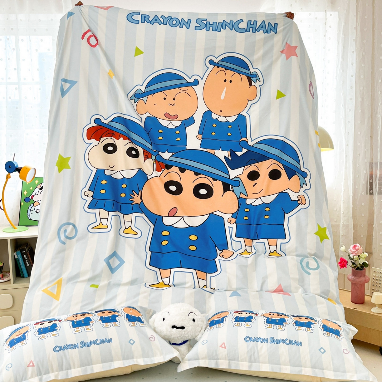 91家纺网 家纺一手货源 找家纺 博雅 2026新款蜡笔小新正版授权全棉纯棉大版枕套单品枕套枕套单件 大版-春日部校服小新