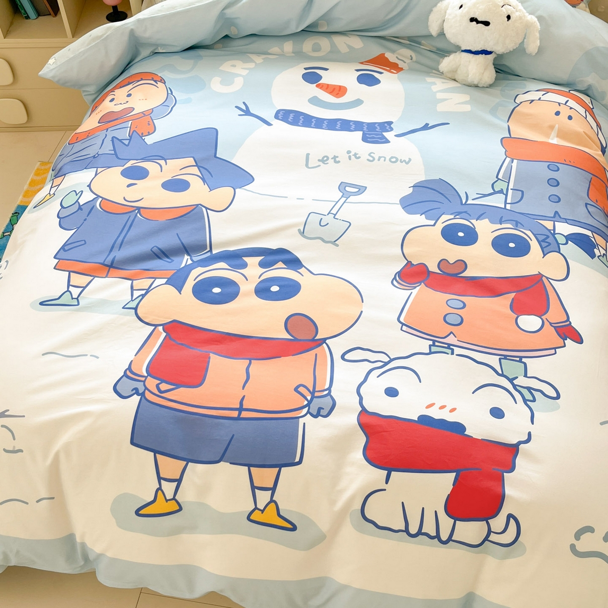 91家纺网 家纺一手货源 找家纺 博雅 2026新款蜡笔小新正版授权全棉纯棉大版枕套单品枕套枕套单件 大版-冬日雪人小新