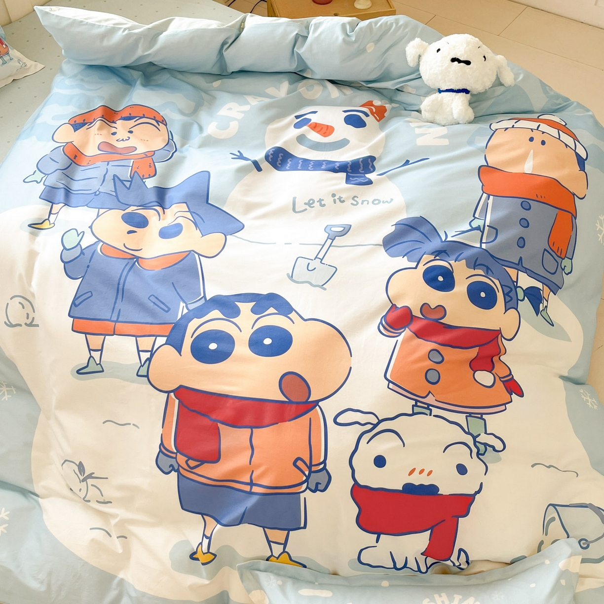 91家纺网 家纺一手货源 找家纺 博雅 2026新款蜡笔小新正版授权全棉纯棉大版枕套单品枕套枕套单件 大版-冬日雪人小新