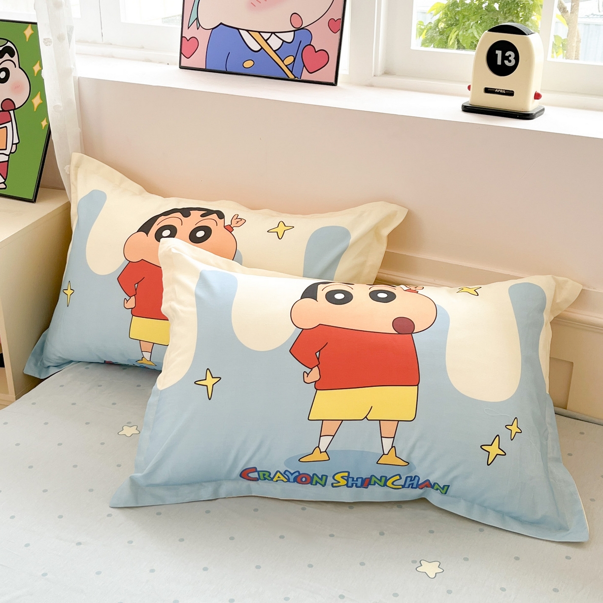 博雅 2026新款蜡笔小新正版授权全棉纯棉大版枕套单品枕套枕套单件 大版-动感小新