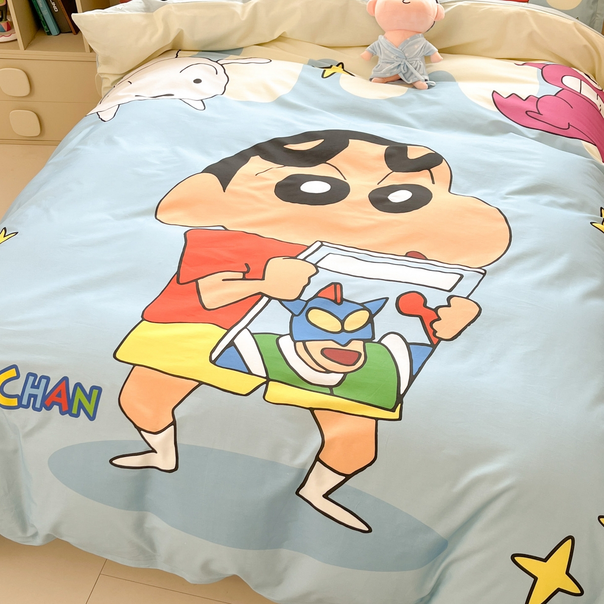 91家纺网 家纺一手货源 找家纺 博雅 2026新款蜡笔小新正版授权全棉纯棉大版枕套单品枕套枕套单件 大版-动感小新