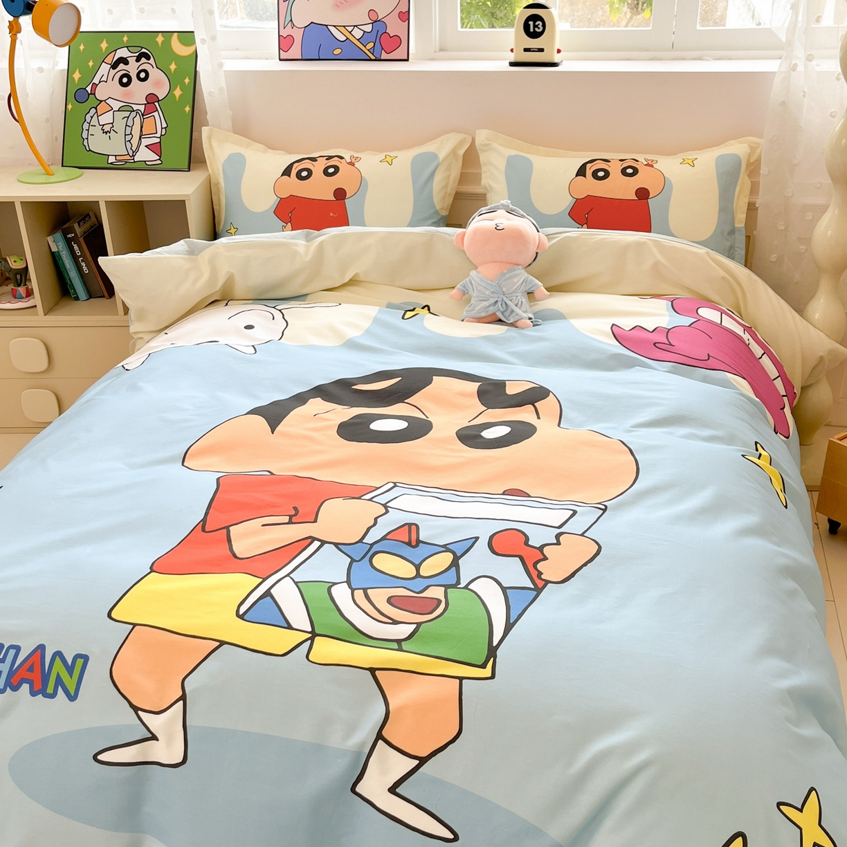 91家纺网 家纺一手货源 找家纺 博雅 2026新款蜡笔小新正版授权全棉纯棉大版枕套单品枕套枕套单件 大版-动感小新