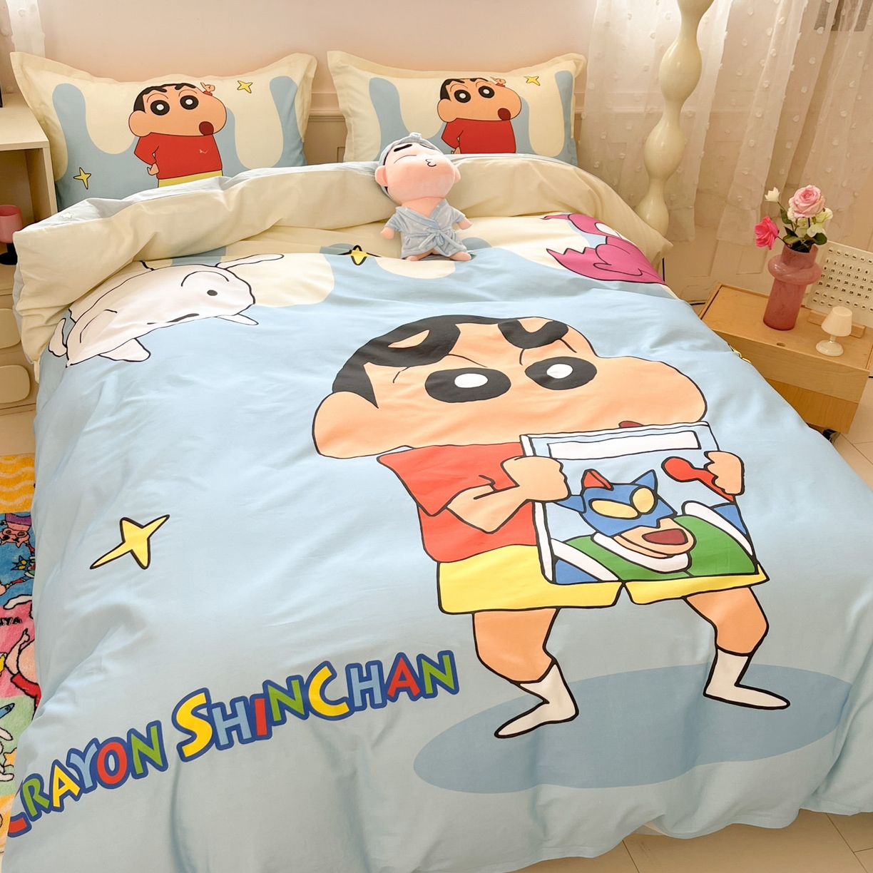 91家纺网 家纺一手货源 找家纺 博雅 2026新款蜡笔小新正版授权全棉纯棉大版枕套单品枕套枕套单件 大版-动感小新