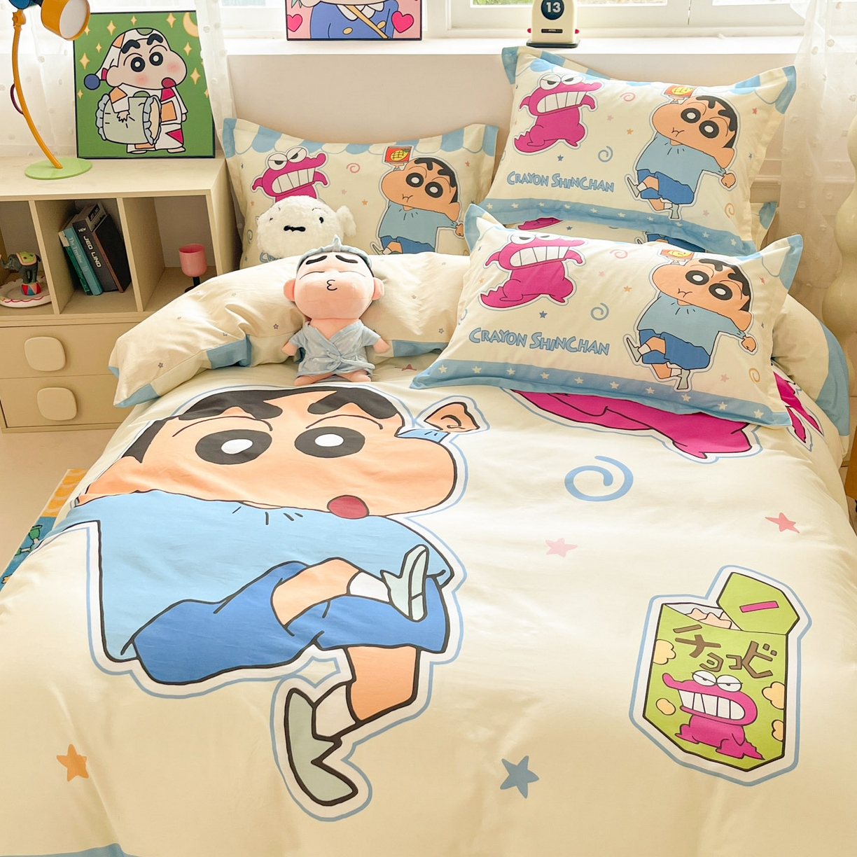 91家纺网 家纺一手货源 找家纺 博雅 2026新款蜡笔小新正版授权全棉纯棉大版枕套单品枕套枕套单件 大版-鳄鱼山小新