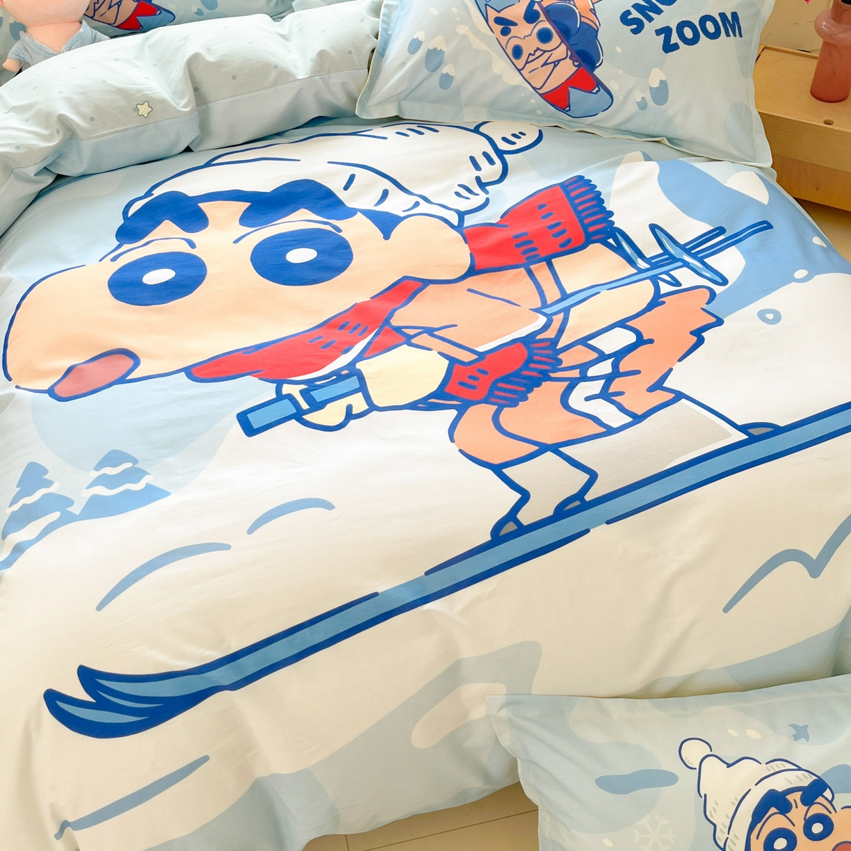 91家纺网 家纺一手货源 找家纺 博雅 2026新款蜡笔小新正版授权全棉纯棉大版枕套单品枕套枕套单件 大版-滑板小新