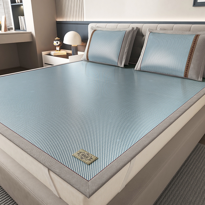 小牛席业 2026新款经典款-冰藤双面席席子凉席（皮革标款） 海蓝