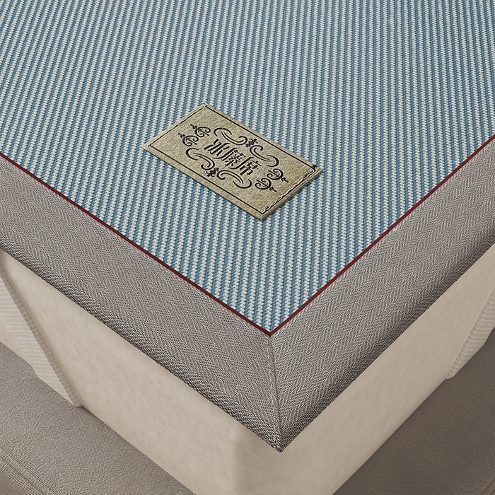 91家纺网 家纺一手货源 找家纺 小牛席业 2026新款经典款-冰藤双面席席子凉席（皮革标款） 海蓝