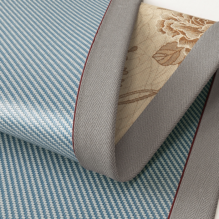 91家纺网 家纺一手货源 找家纺 小牛席业 2026新款经典款-冰藤双面席席子凉席（皮革标款） 海蓝