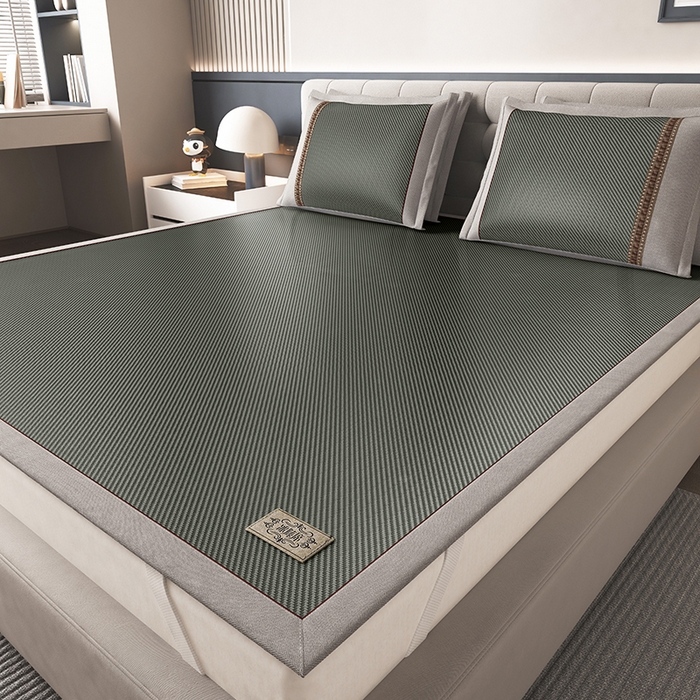 小牛席业 2026新款经典款-冰藤双面席席子凉席（皮革标款） 墨绿