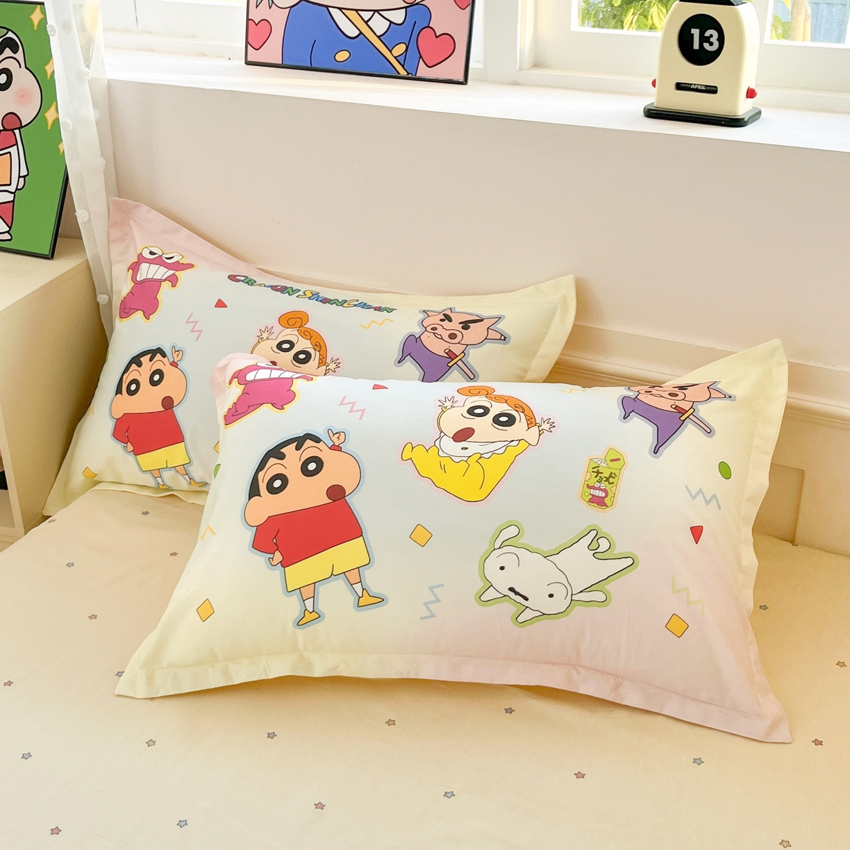 博雅 2026新款蜡笔小新正版授权全棉纯棉大版枕套单品枕套枕套单件 大版-快乐小新