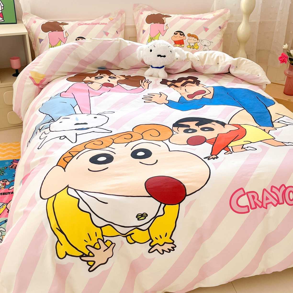 91家纺网 家纺一手货源 找家纺 博雅 2026新款蜡笔小新正版授权全棉纯棉大版枕套单品枕套枕套单件 大版-蜡笔小新家族