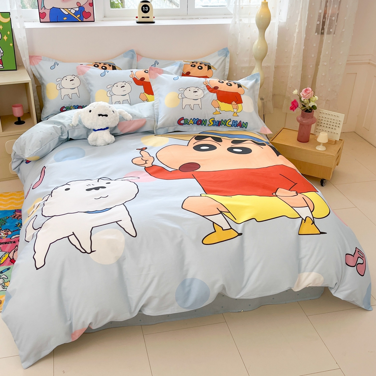 91家纺网 家纺一手货源 找家纺 博雅 2026新款蜡笔小新正版授权全棉纯棉大版枕套单品枕套枕套单件 大版-蓝色小新